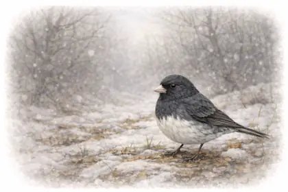 Dark-eyed Junco in winter woodland