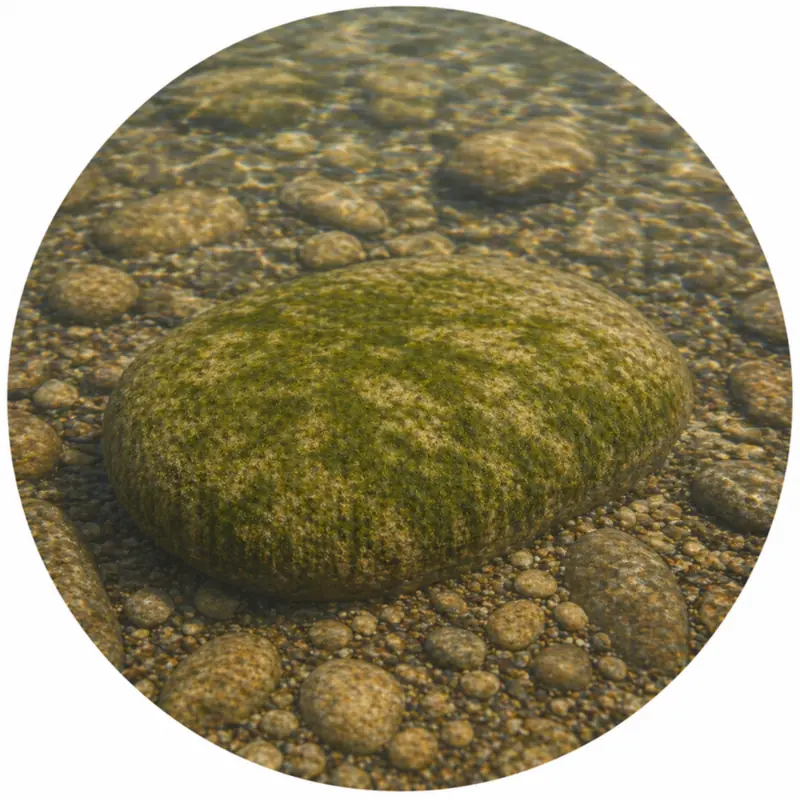 Algae growing on submerged stone